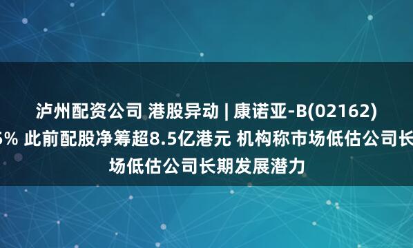 泸州配资公司 港股异动 | 康诺亚-B(02162)午后涨超15% 此前配股净筹超8.5亿港元 机构称市场低估公司长期发展潜力